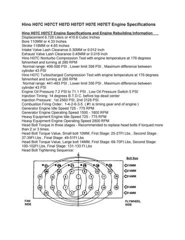 Hino Ho7c Engine Specification