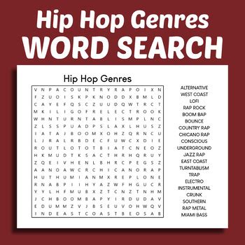 Hip Hop Genres Word Search Puzzle Worksheet Printable Hip Hop 4th Grade Worksheet - Hip Hop 4th Grade Worksheet