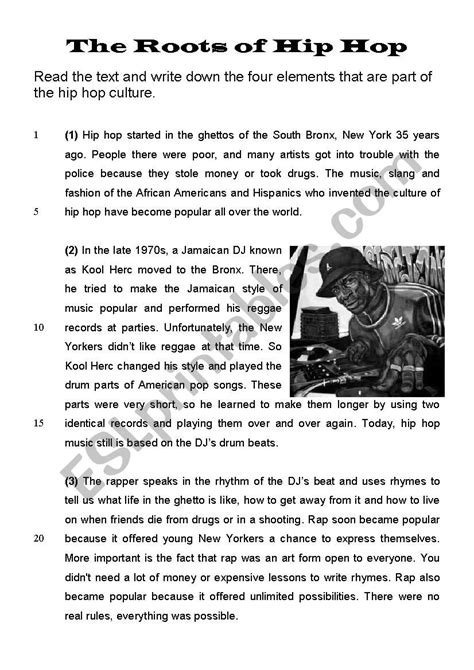 Hip Hop Reading Comprehension Worksheet Hiphop Music And Hip Hop 4th Grade Worksheet - Hip Hop 4th Grade Worksheet