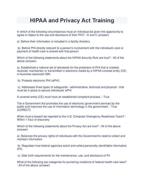 Read Online Hipaa Training Quiz Answers 