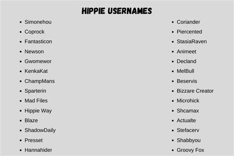 Hippie Usernames