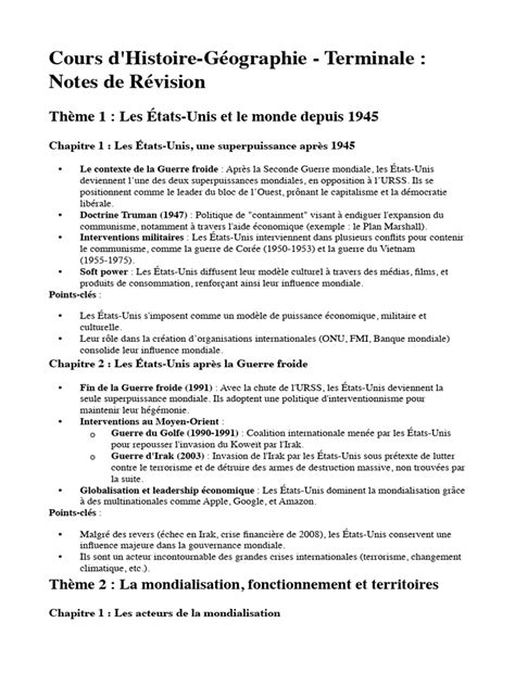 Histoire Terminale Le Monde De 1939 A Nos Jours
