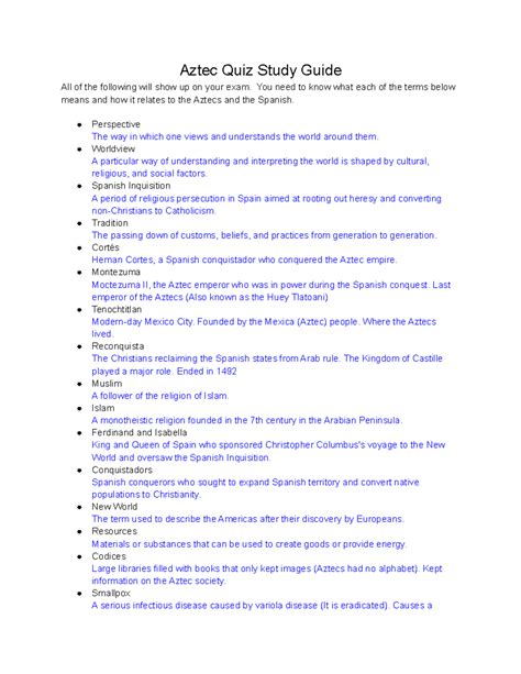 History Alive Aztec Study Guide