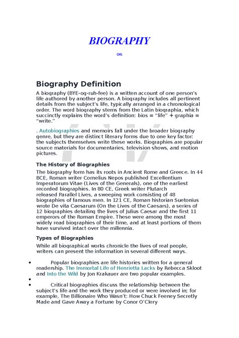 history biography meaning and definition