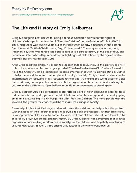 history of craig kielburger