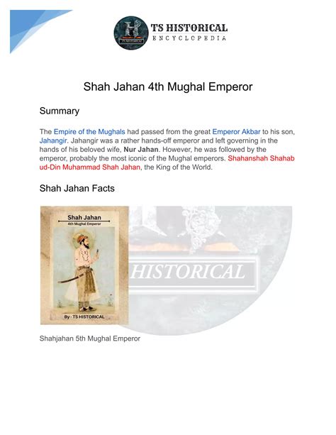 history of shah jahan in pdf
