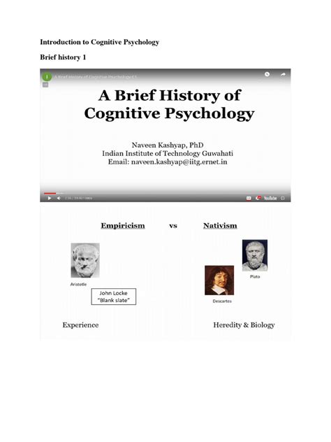 Read History And Introduction To Cognitive Psychology 