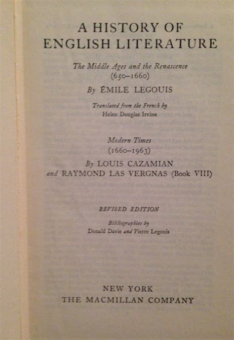Full Download History Of English Literature By Legouis And Cazamian 
