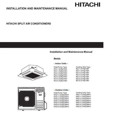 Read Hitachi Air Conditioner User Guide 