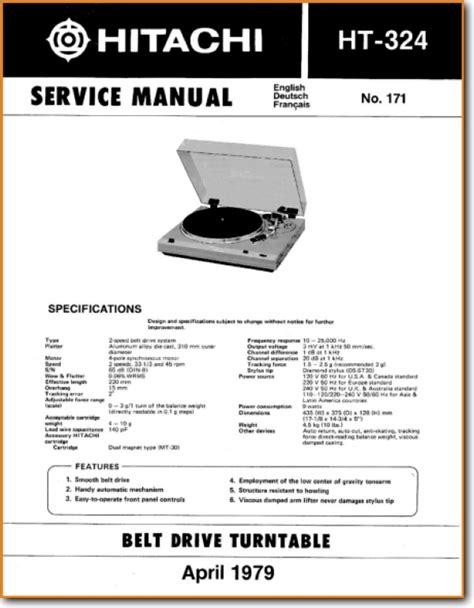 Download Hitachi Turntable Manual 