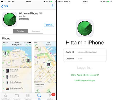 hitta borttappad iphone