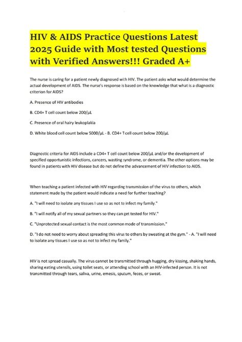 hiv nclex practice questions