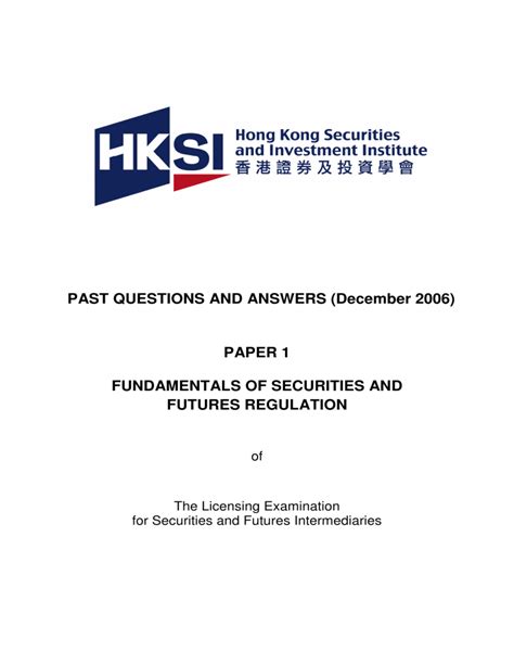 Read Online Hksi Paper 1 Study Manual File Type Pdf 