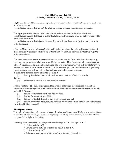 Hobbes Leviathan Chapter Summary