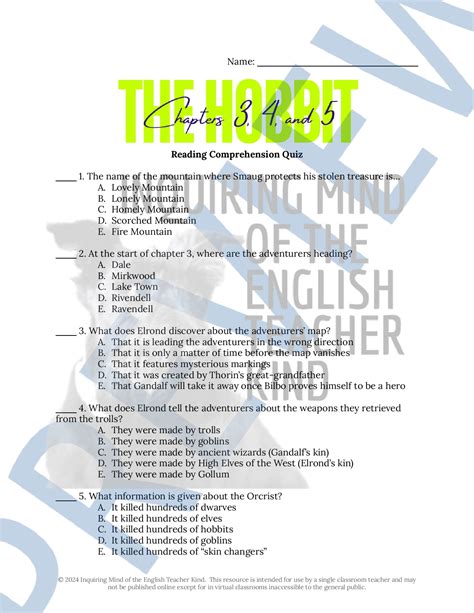 Hobbit Packet Answers