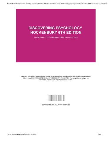 Read Hockenbury And 6Th Edition File Type Pdf 