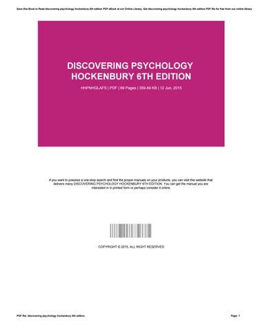 Download Hockenbury Psychology 6Th Edition Launchpad File Type Pdf 