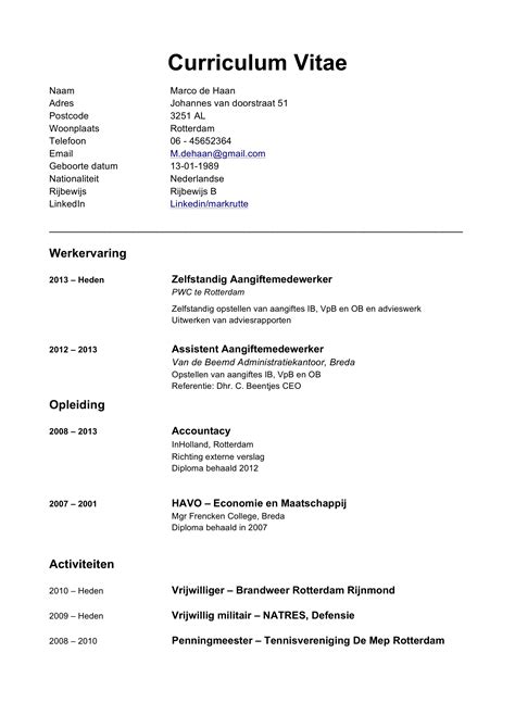 hoe schrijf ik cv