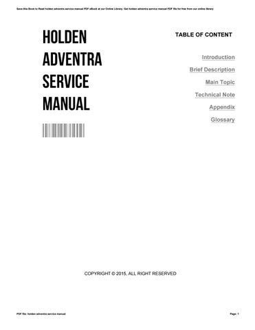 Download Holden Adventra Service Manual 