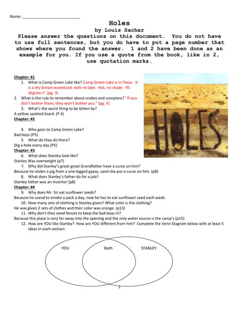 Full Download Holes Chapter Questions 