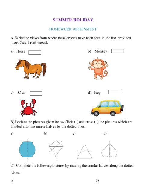 Holiday Homework Class 3rd