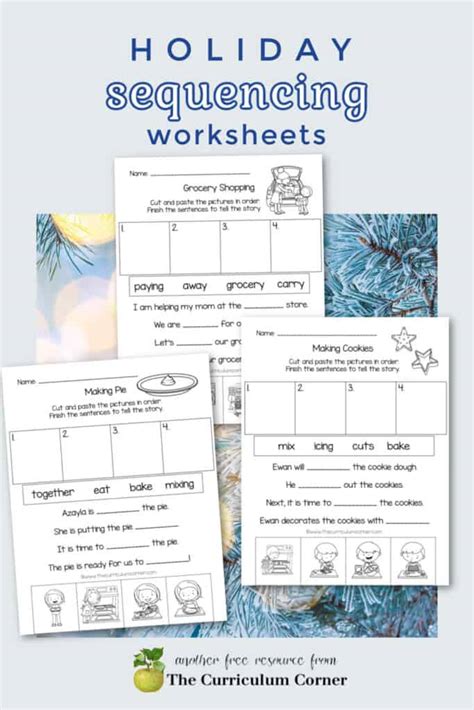 Holiday Sequencing Worksheets The Curriculum Corner 123 Sequencing Words Worksheet - Sequencing Words Worksheet
