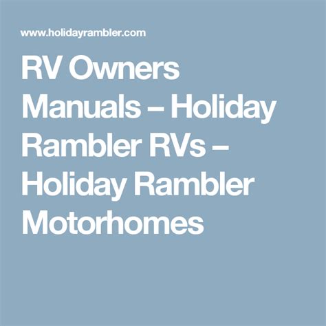 Read Online Holiday Rambler Service Manual 