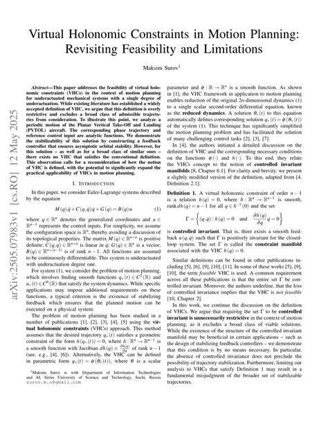 Holonomic Constraints Path Planning