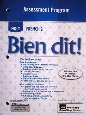 Holt French 2 Assessment Program Answers