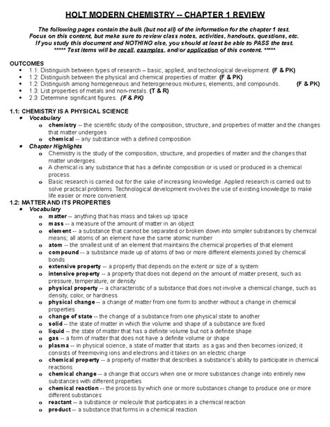Holt Modern Chemistry Notes Chapter 18