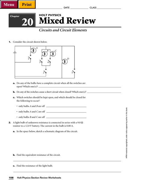 Holt Physics Chapter 20 Mixed Review Answers