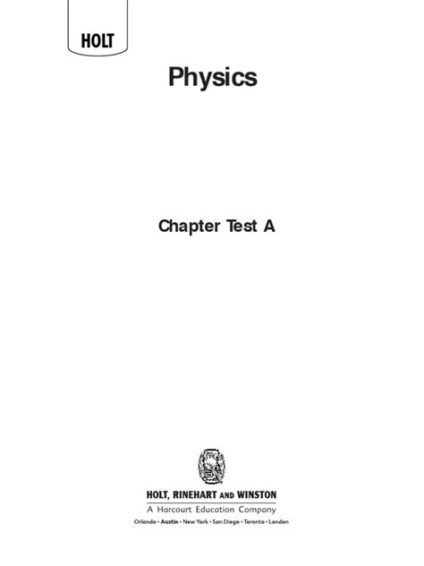 Holt Physics Chapter Test A Answers