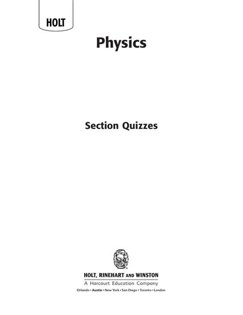 holt physics fluid mechanics section quiz answers