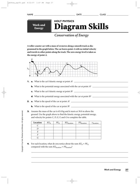 Holt Physics Math Skills Work And Energy