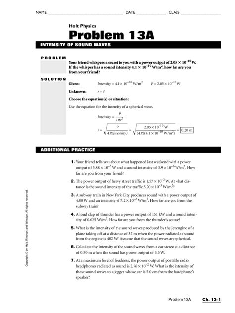 Holt Physics Sound Problem 13a Answers