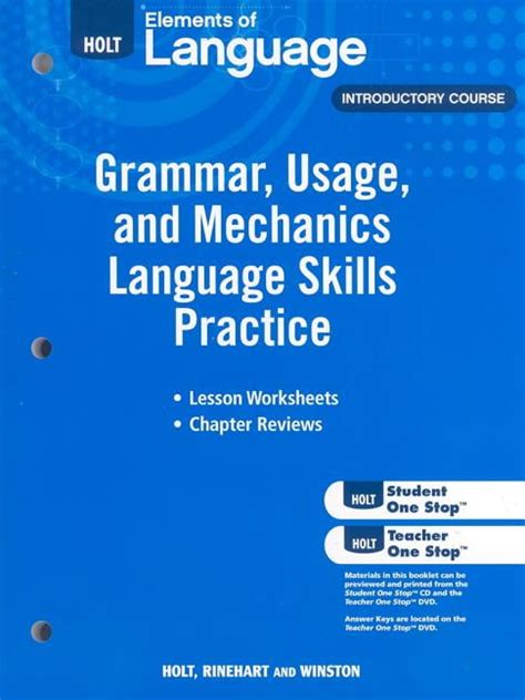 Read Online Holt Elements Of Language Grammar Usage And Mechanics Language Skills Practice Grade 8 Elements Of Language Second Course 