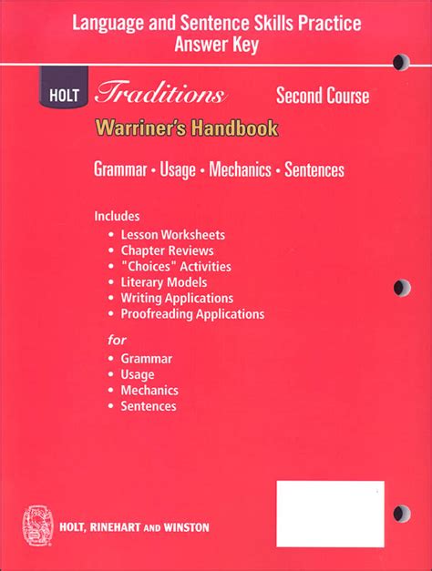 Full Download Holt Handbook Grammar Second Course Answer Key Pdf 