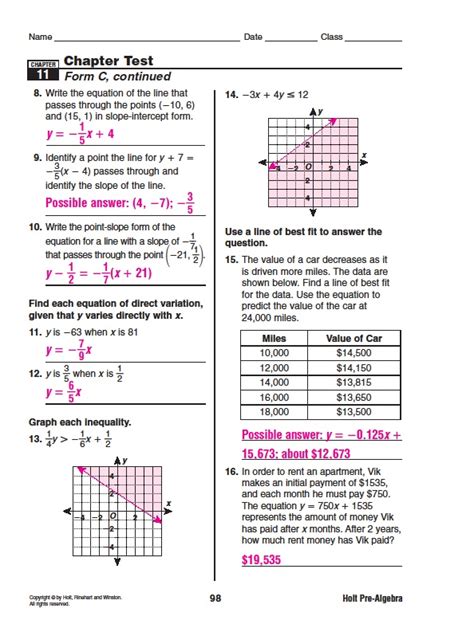 Read Online Holt Middle School Math Answer Key Course 1 Lesson 6 2 