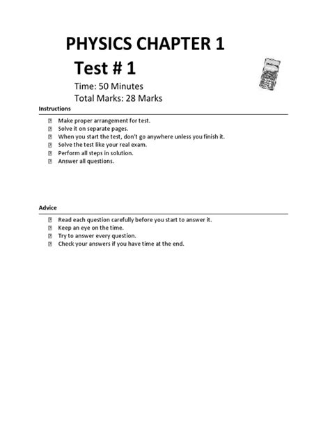 Download Holt Physics Chapter 1 Test 