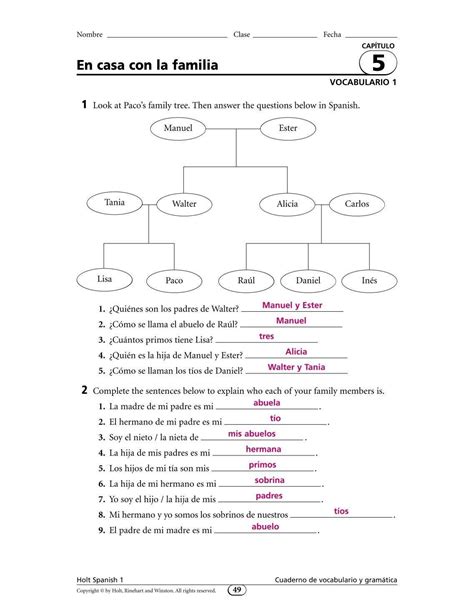 Full Download Holt Spanish 1 Chapter 6 Answer Key 