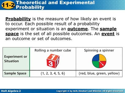 Read Online Holt Theoretical And Experimental Probability Reteach Answers 