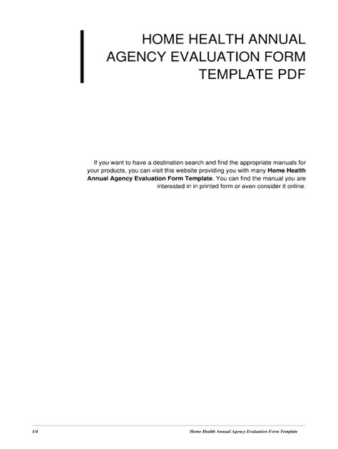 Read Online Home Health Annual Agency Evaluation Form Template 