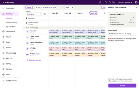 Homebase Schedule Builder