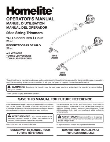 Full Download Homelite 26Cs User Guide 