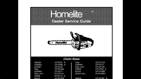 Read Online Homelite Chainsaw Service Guide 12 21 1998 St01371 1 Pdf 