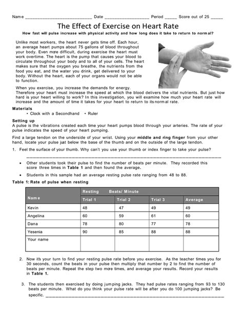 homeostasis and exercise lab answers