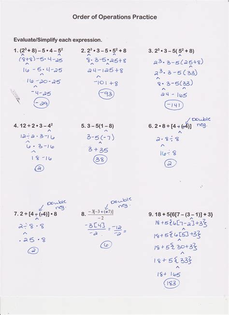 Homework 4 Order Of Operations Answers Order Of Operations Hands On Activities - Order Of Operations Hands On Activities