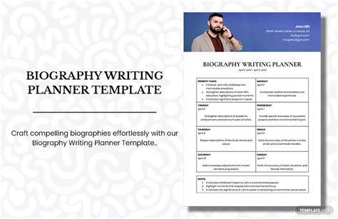 homework biography writing template