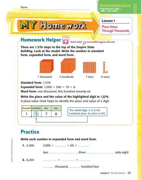 Homework Helper Lesson 5 Use Place Value To Place Value Homework Year 5 - Place Value Homework Year 5