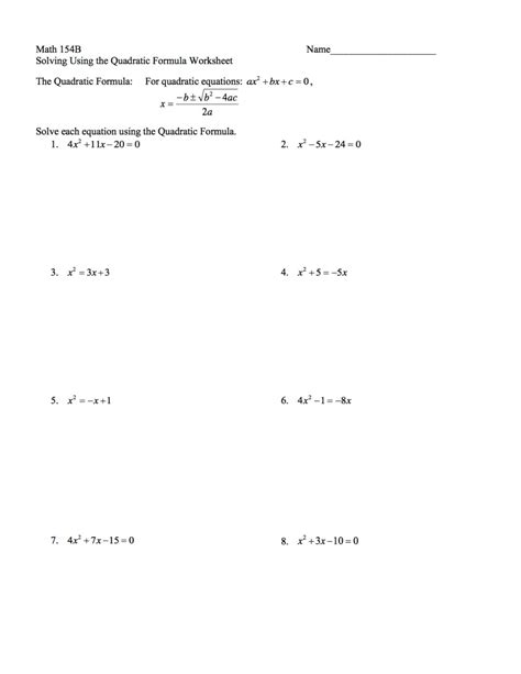 Homework Worksheet Answers   Solving Quadratic Equations Worksheets With Answers - Homework Worksheet Answers